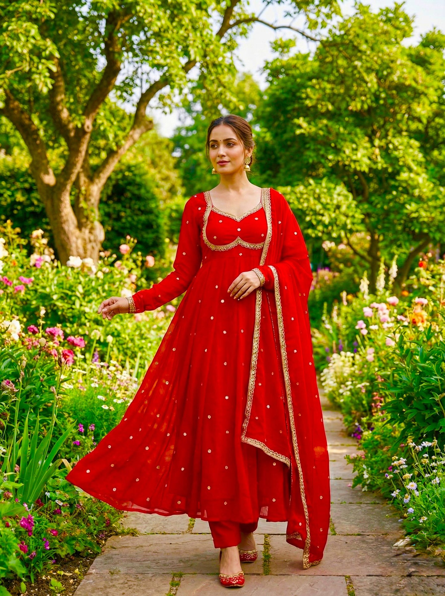 Elegant Party Wear Fendi Satin Gown Set with Dupatta and Pants Featuring 3MM Rembo Sequin and Zari Embroidery