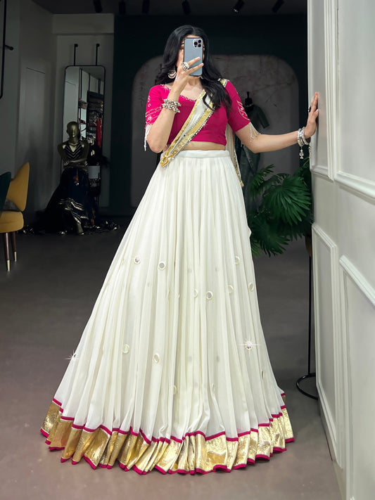 RangBhoomi Navratri Special Embellished Lehenga Choli with Mirror Work and Tassels
