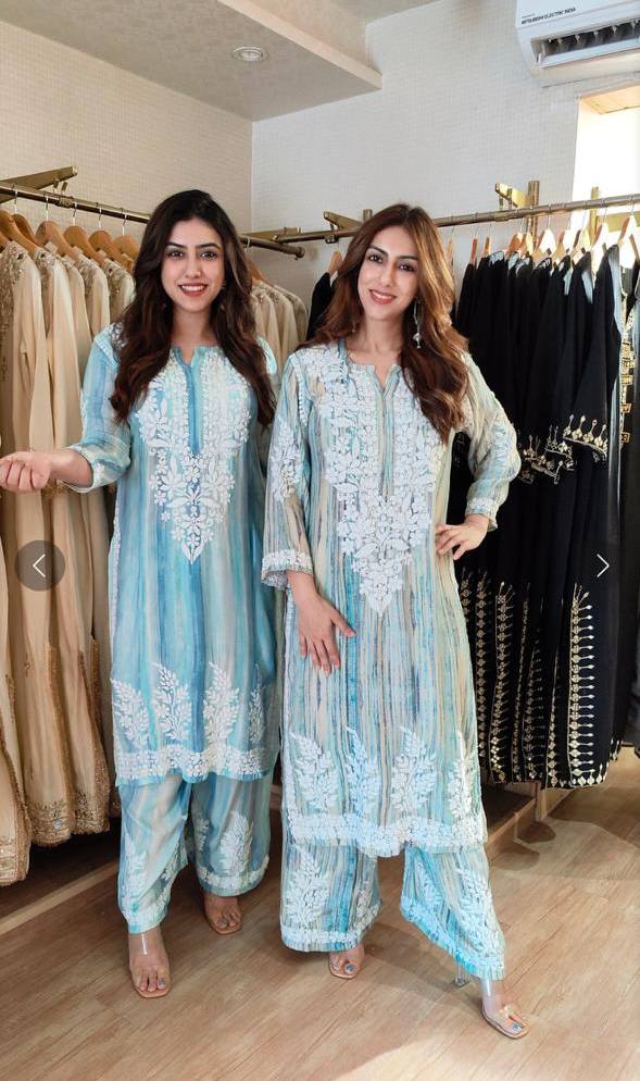 Elevate Your Summer Style with RangBhoomi's Designer Set Featuring Elegant Embroidered Work in Two Unique Prints