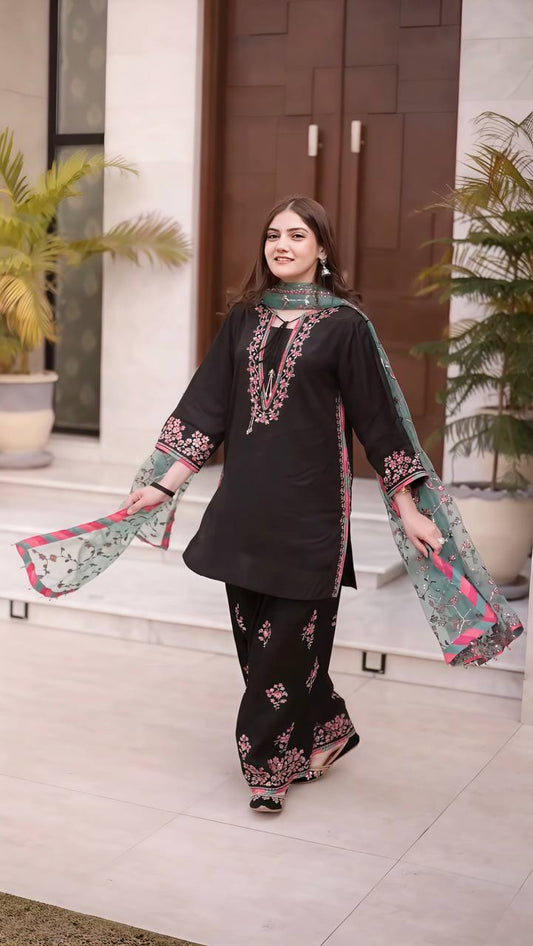 RangBhoomi Elegant Women's Ethnic Wear Set with Heavy Embroidery and Soft Butterfly Net Dupatta