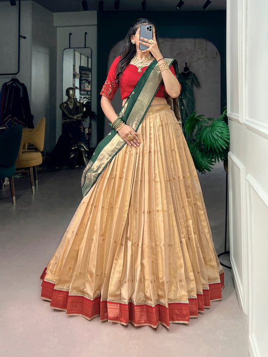 RangBhoomi Paithani Kanchipuram Silk Lehenga Set with Jacquard Paithani Dupatta