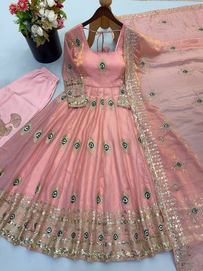 RangBhoomi Fendy Silk Gown with Fully Flair