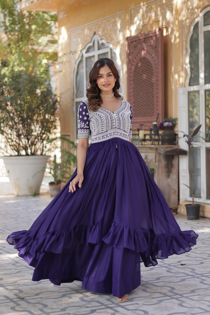 Readymade Lehenga with Embroidered Slit Kurti – Luxe Star Georgette