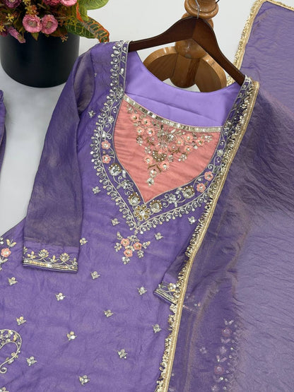 RangBhoomi NC Moss Designer Embroidered Top-Bottom & Dupatta Set — Fully Stitched Ready to Wear