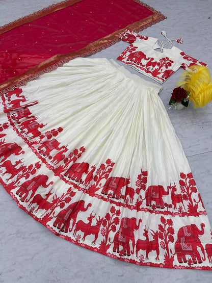 Complete Kalamkari lehenga choli set showcasing lehenga flair.