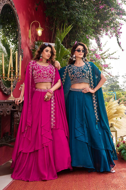 Exclusive New Wedding Lehenga Choli Set in Pure Vichitra Silk with Elegant Heavy Embroidery and Complete Stitching