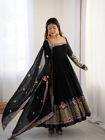 RangBhoomi Heavy Designer Party Gown with Embroidered Dupatta