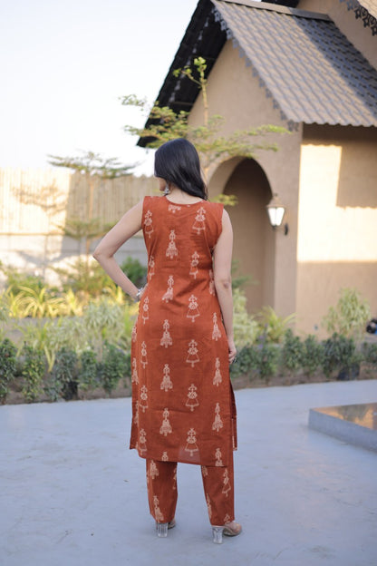 Premium Ready-to-Wear Kurti with Matching Pants – Printed Cotton Set for Elegant Comfort