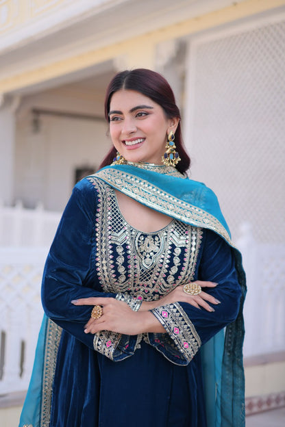 RangBhoomi Ready-to-Wear Velvet Top and Pant Set with Elegant Dupatta - Collection 2026