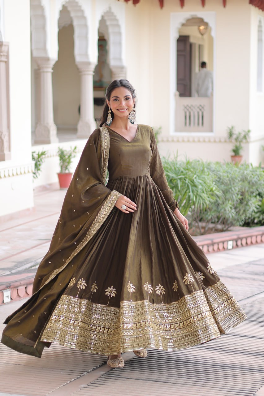 RangBhoomi Elegant Vichitra Silk Gown with Sequined Dupatta Collection 2026