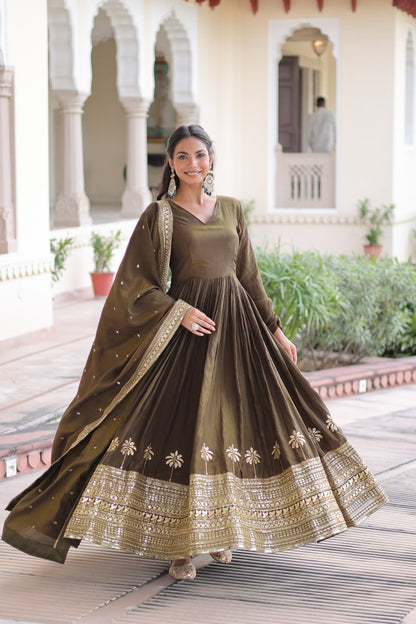 RangBhoomi Elegant Vichitra Silk Gown with Sequined Dupatta Collection 2026