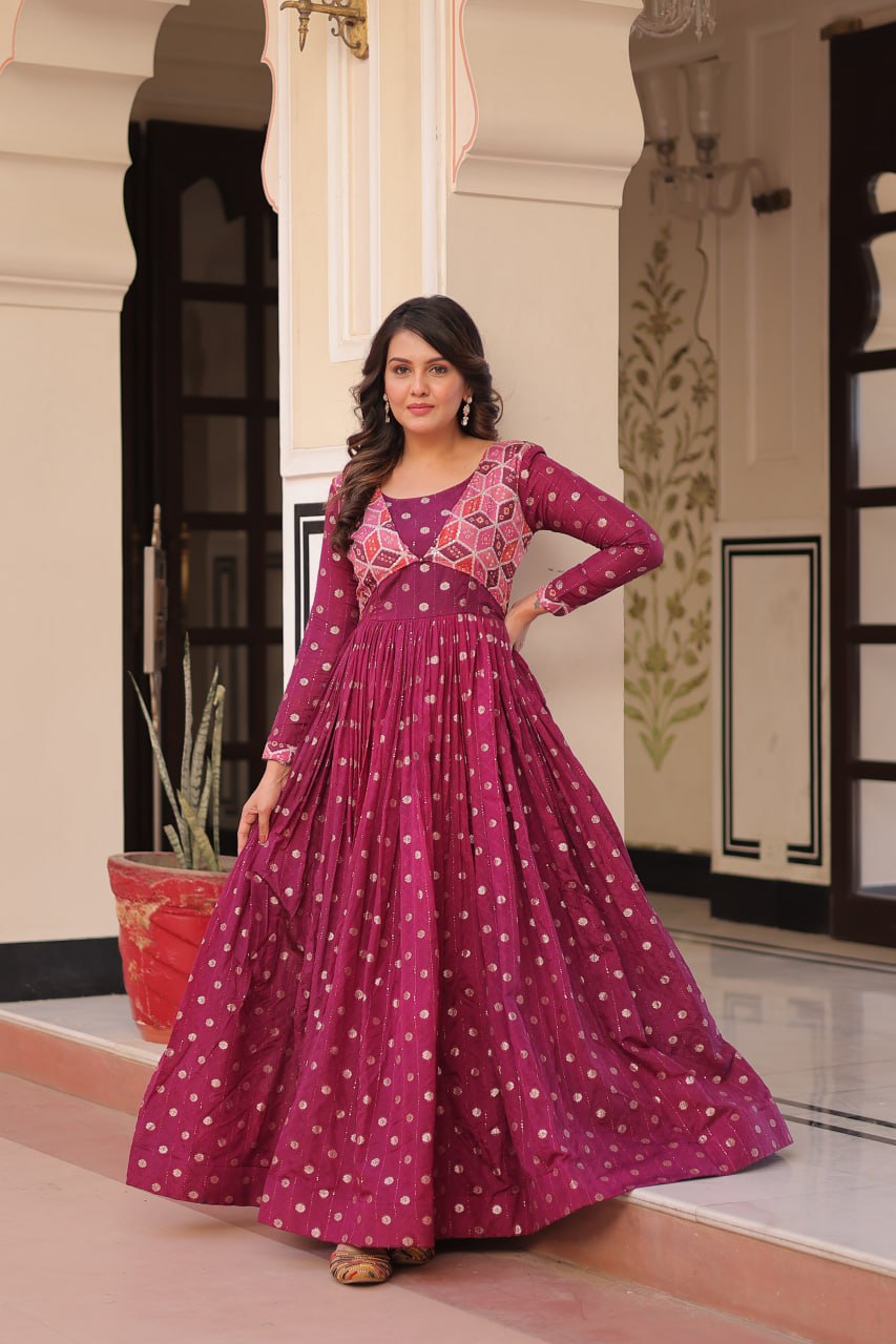 Position Print Choli Design Gown | Indian Ethnic Party Wear