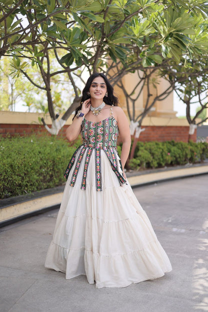 RangBhoomi Navratri Kora Cotton Lehenga Set — Full-Stitched Festive Ensemble