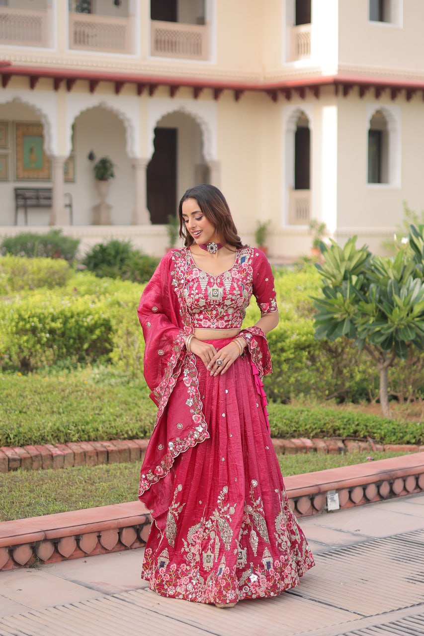 RangBhoomi Premium Designer Sequined Embroidered Lehenga Choli and Dupatta Set
