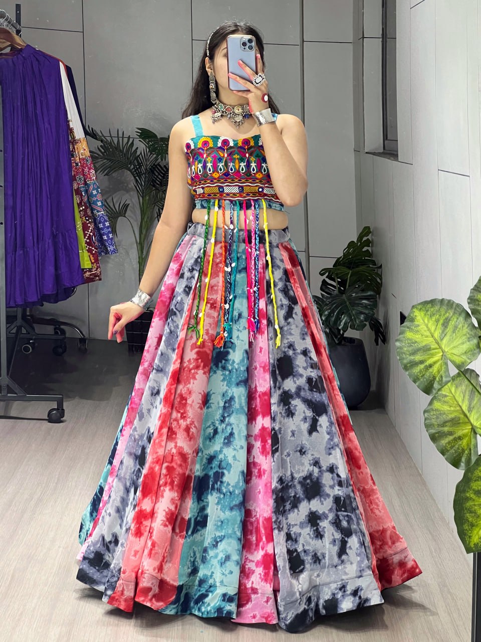 Traditional Shibori Print Lehenga with Elegant Fancy Top – Navratri Collection 2025