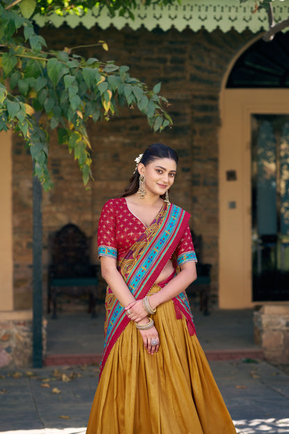 Elegant Tasar Silk Lehenga Choli Set for Festive Celebrations