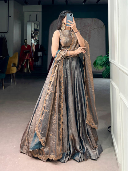 RangBhoomi Elegant Pastel Lehenga Collection with Gold Lace Detailing