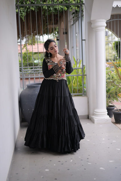 RangBhoomi Navratri Gown Collection 2026 — White, Maroon & Black Festive Gown