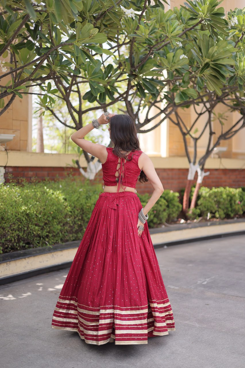 RangBhoomi Navratri Lehenga Choli Collection 2026 — Full-Stitched Mukesh Reyon Set