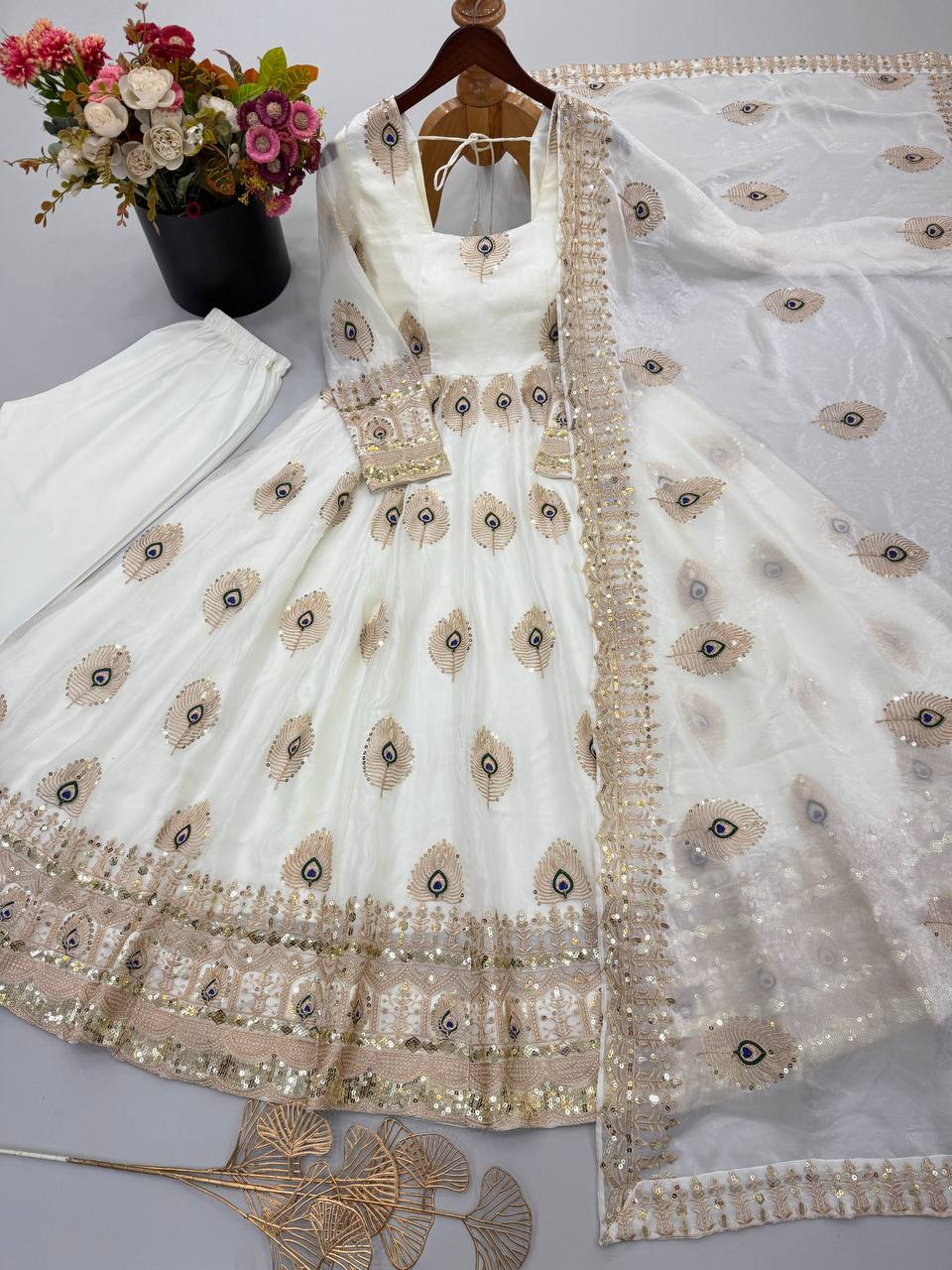 RangBhoomi Fendy Silk Gown with Fully Flair