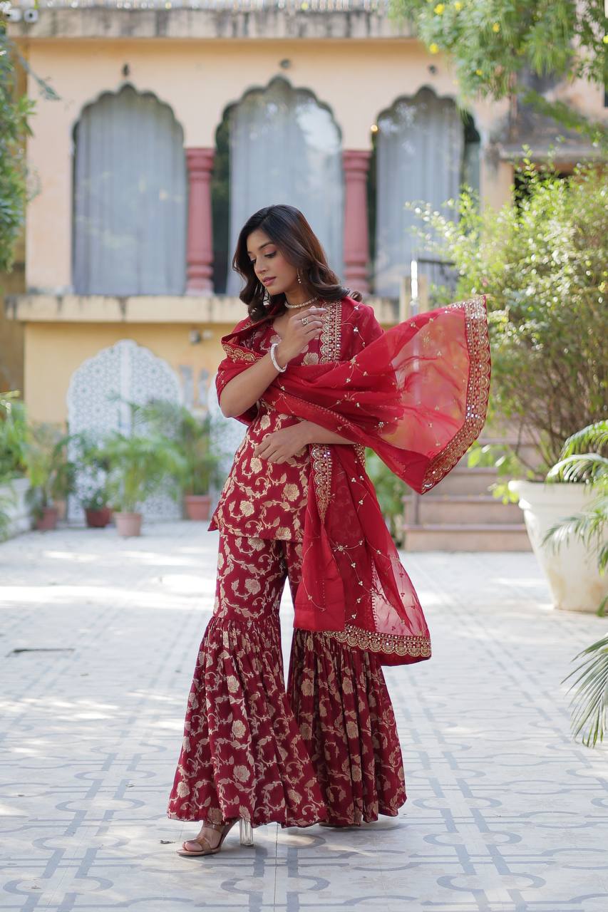Exquisite Designer Ready-Made Gharara Suit