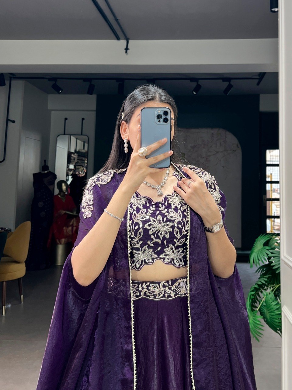 Elegant Cape-Style Lehenga Set in Fendi Silk with Beaded and Embroidered Details