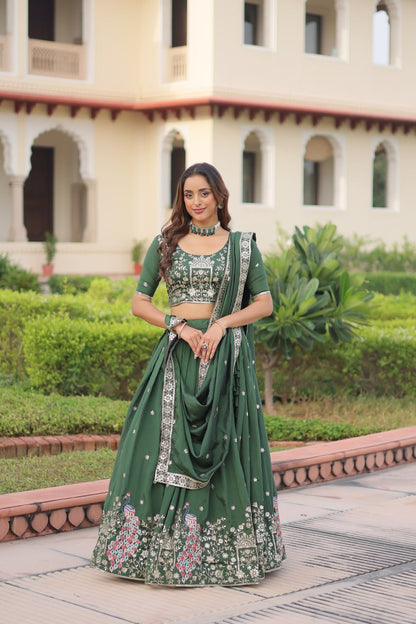 RangBhoomi Premium Vichitra Silk Lehenga Choli Set 2026 with Embroidered Sequins, Zari & Thread Work