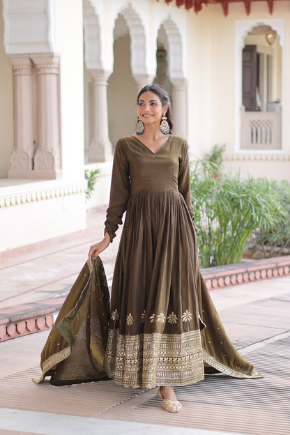 RangBhoomi Elegant Vichitra Silk Gown with Sequined Dupatta Collection 2026