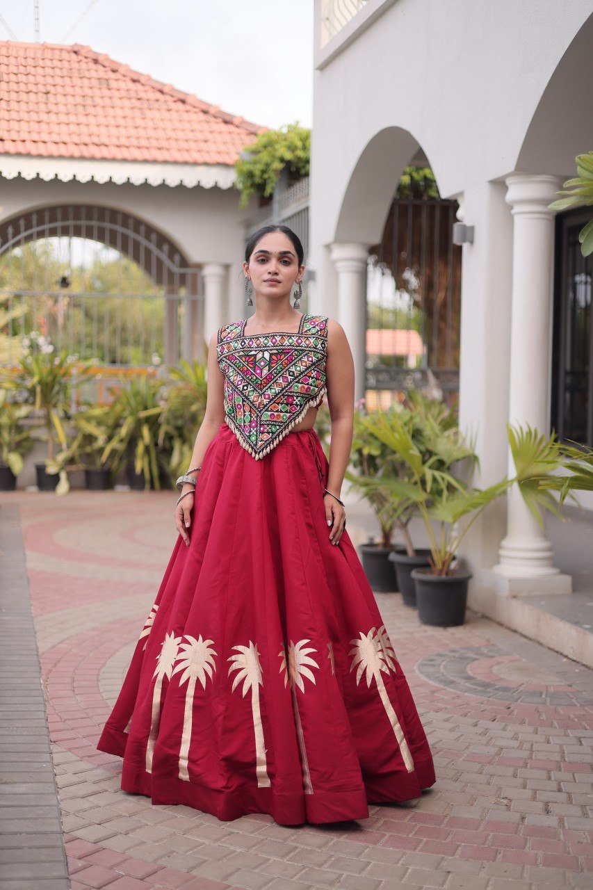 RangBhoomi Navratri Lehenga Choli Collection 2026 — Roman Fabric with Kutchi Embroidery