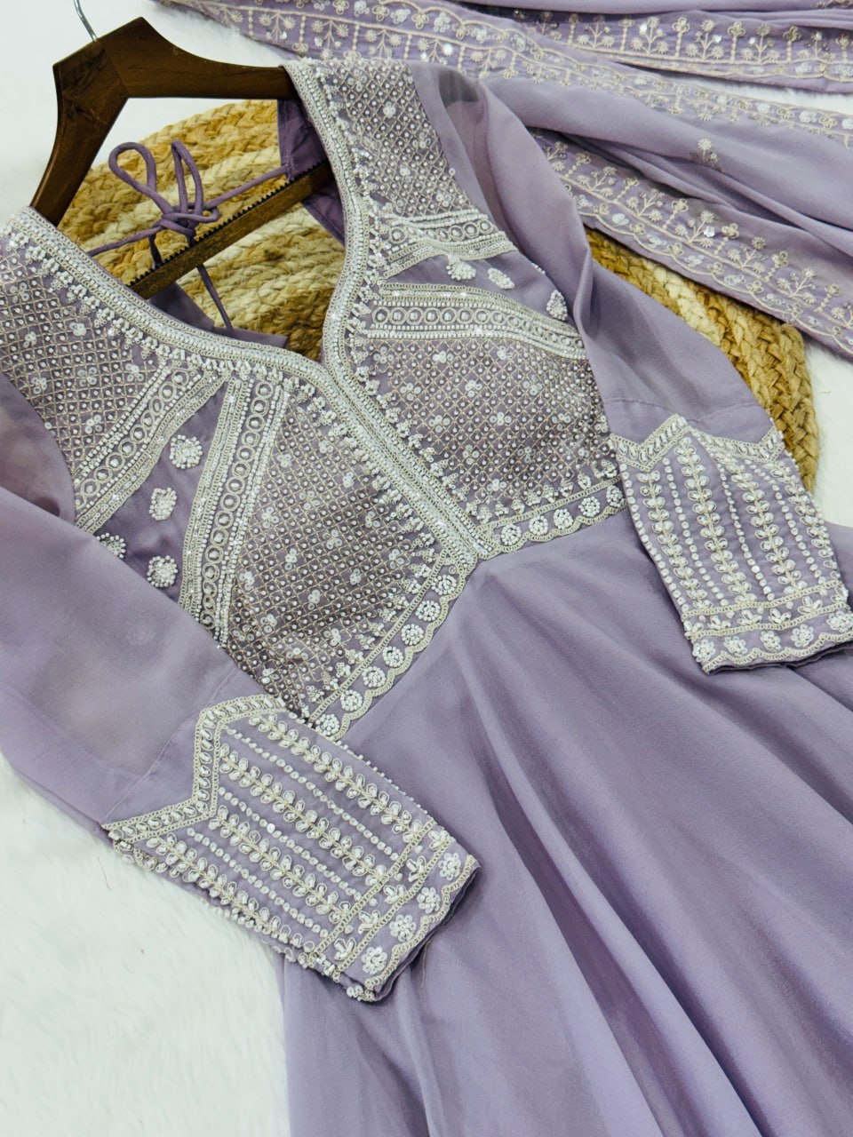 Premium Ready-to-Wear Georgette Gown and Dupatta Set with Luxurious Embroidery