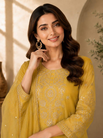 RangBhoomi Designer Festival Special Collection - Elegant Embroidered Cosmos Fabric Set