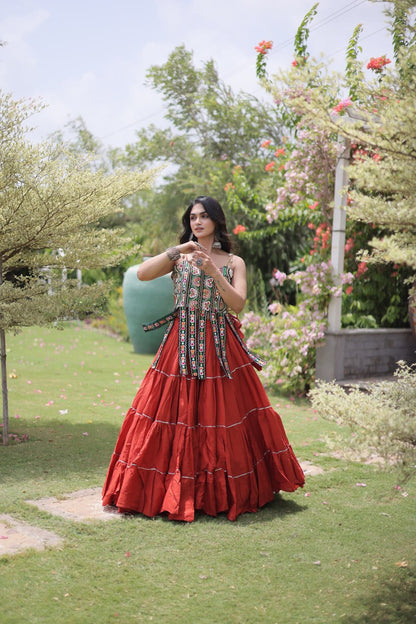 RangBhoomi Navratri Kora Cotton Lehenga Set — Full-Stitched Festive Ensemble