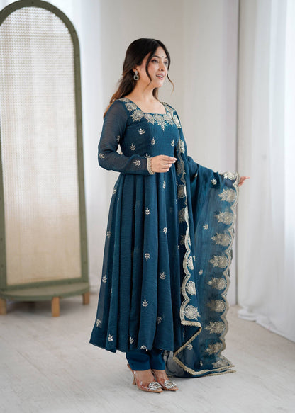 RangBhoomi Elegant Embroidered Sequence Designer Anarkali Three Piece Set