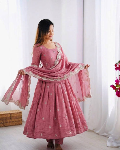 RangBhoomi Elegant Embroidered Sequined Anarkali Three-Piece Set