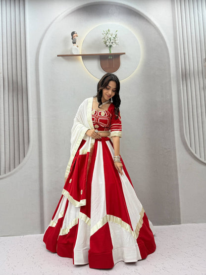Navratri Special Pure Cotton Lehenga Choli with 6m Flair & Heavy Gota Patti - RangBhoomi