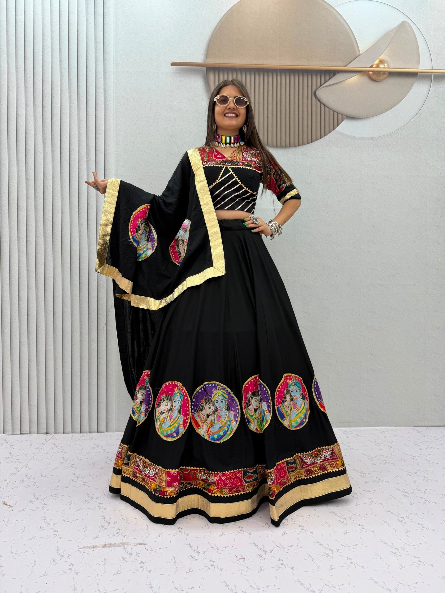 Pure Cotton 6-Meter Flair Lehenga Choli — Navratri Special, Fully Stitched with Cups
