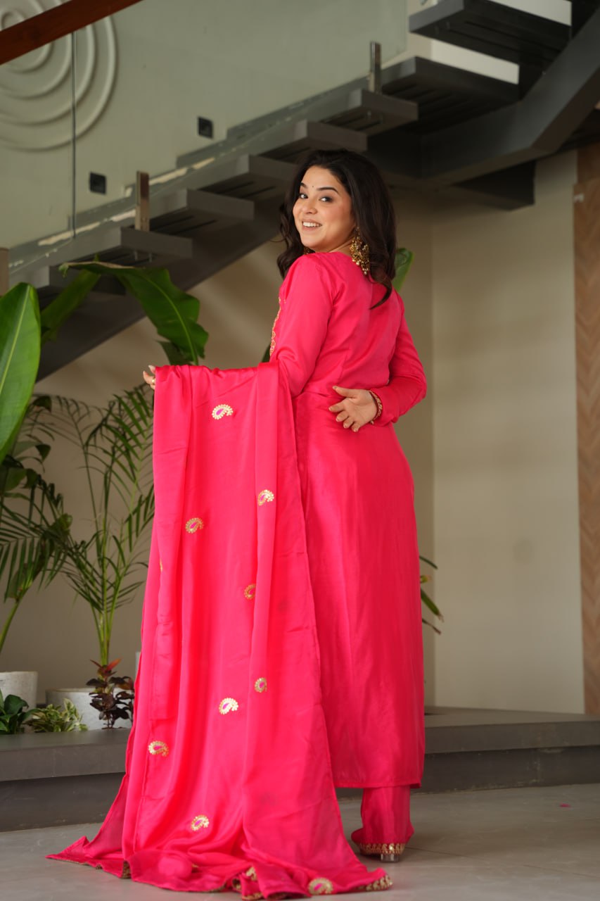 RangBhoomi Elegant Ready-to-Wear Top, Pant, and Dupatta Set with Intricate Multi-Thread Embroidery 2026 Collection