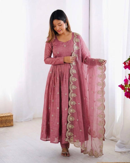 RangBhoomi Elegant Embroidered Sequined Anarkali Three-Piece Set