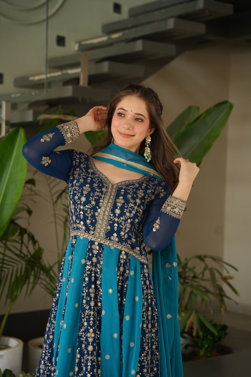 Designer Gown-Dupatta Collection | Zari & Sequin Embroidery