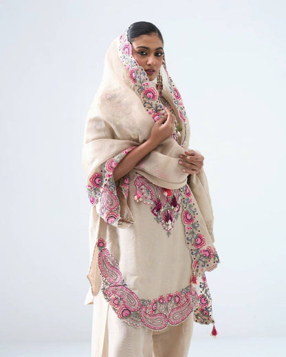 Elegant Women’s Ethnic Ensemble in Premium Heavy Georgette with Embroidered Threadwork, Fully Stitched and Ready to Wear