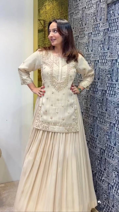 RangBhoomi Designer Party Wear Lehenga Set — Heavy Chinon Silk Embroidery & Sequin Work