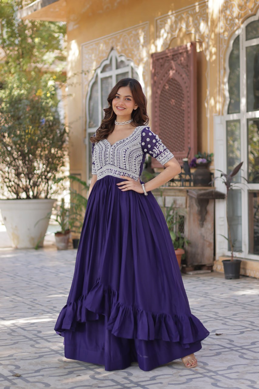 Readymade Lehenga with Embroidered Slit Kurti – Luxe Star Georgette