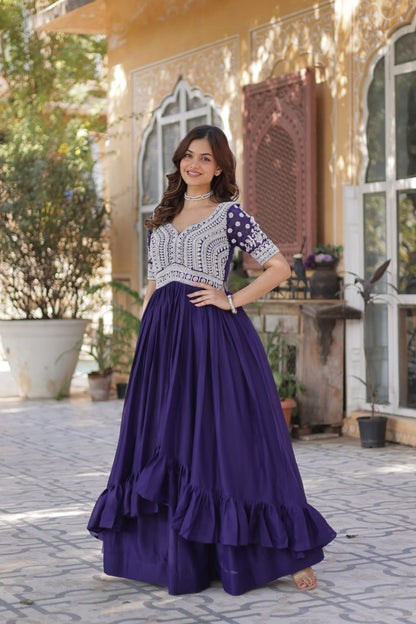 Readymade Lehenga with Embroidered Slit Kurti – Luxe Star Georgette