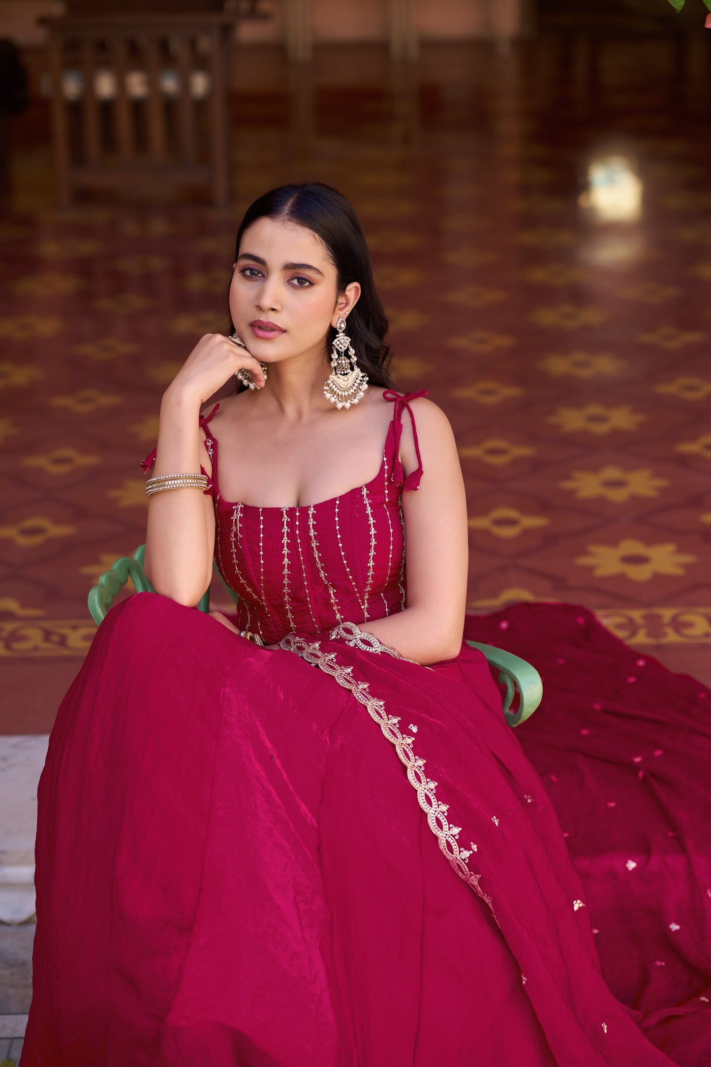 Elegant Timeless Festive Lehenga Set with Sequins and Thread Embroidery