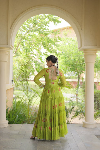 RangBhoomi Bandhani & Kutchi Patchwork Faux Georgette Gown — Navratri Collection 2026