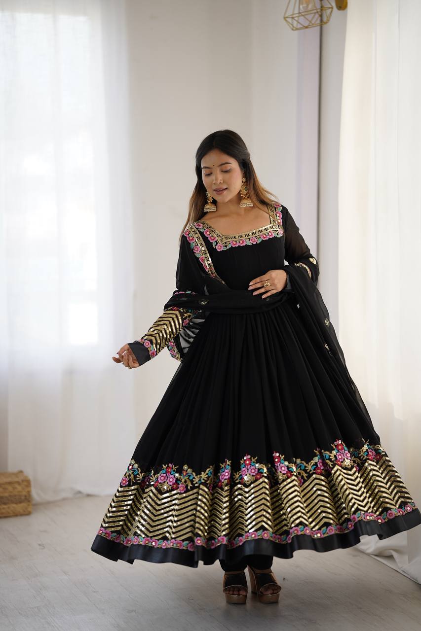RangBhoomi Heavy Designer Party Gown with Embroidered Dupatta