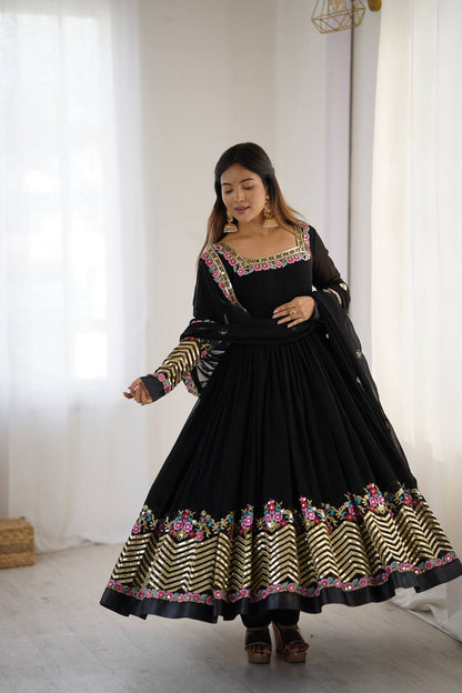 RangBhoomi Heavy Designer Party Gown with Embroidered Dupatta