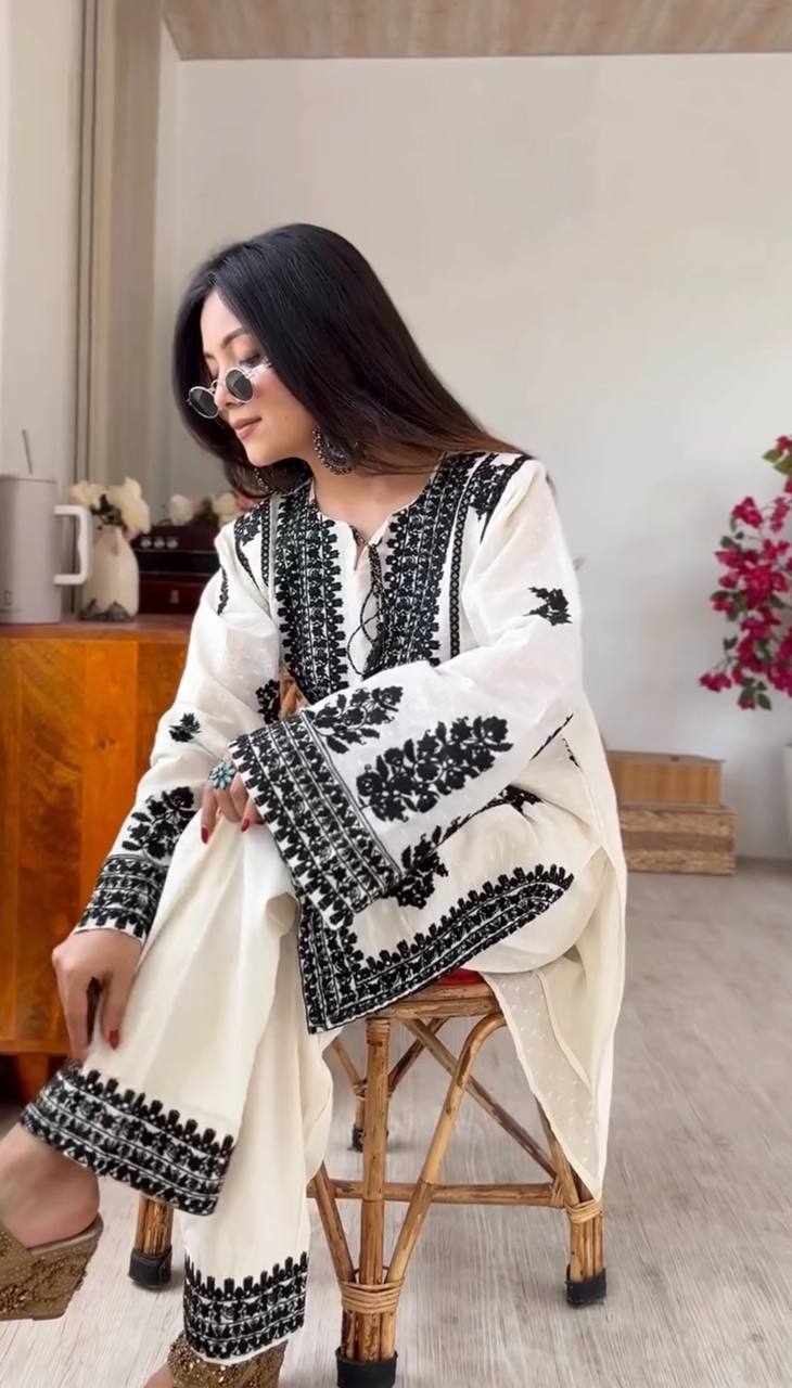 RangBhoomi New Designer Collection Rayon Butti Silk Fully Stitched Top and Bottom Set, Ready to Wear