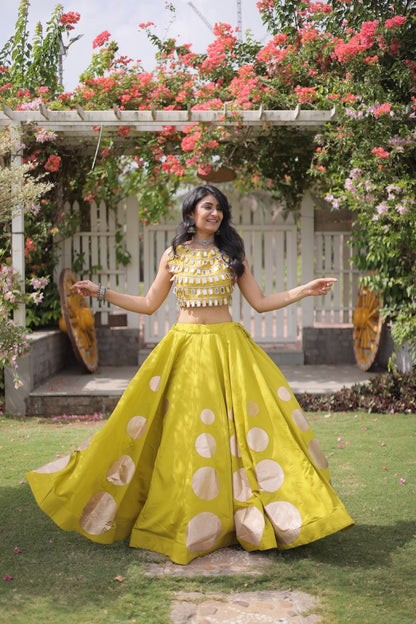 RangBhoomi Navratri Roman-Silk Lehenga Choli Set — Full-Stitched Festive Ensemble