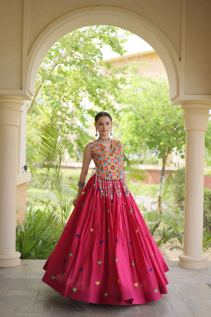 RangBhoomi Navratri Festive Cora Cotton Lehenga Set with Embroidered Blouse